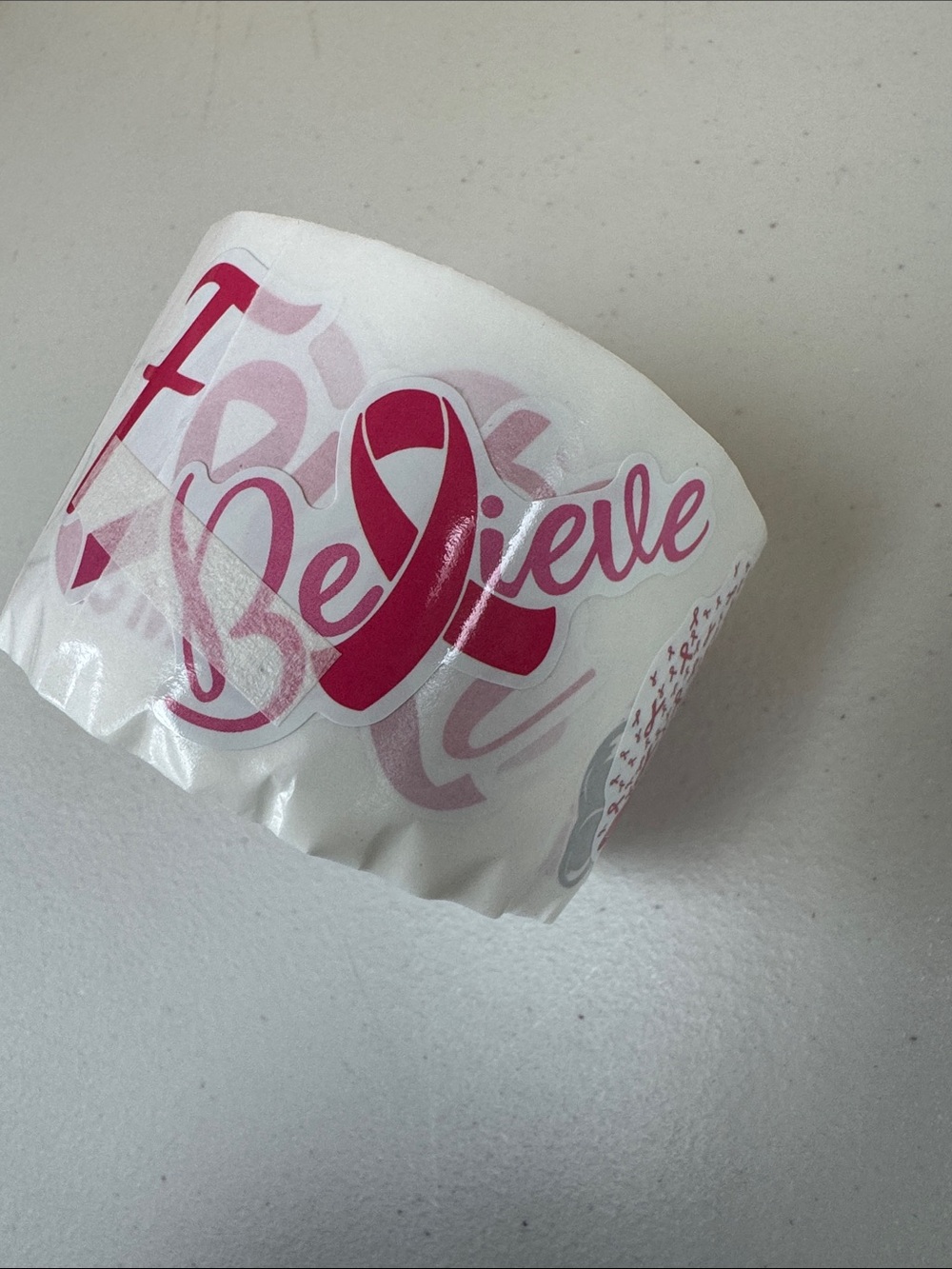Believe Pink Ribbon stickers- Breast Cancer Awareness assorted stickers